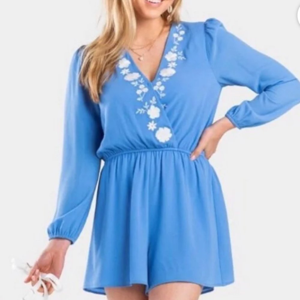 Mi Ami Blue Floral Romper